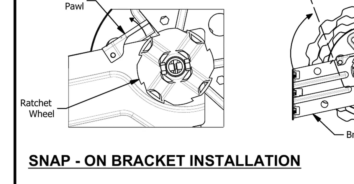 Amarr 5101 rolling sheet door spring tensioner with tensioner pawl, ratchet wheel and mini bracket