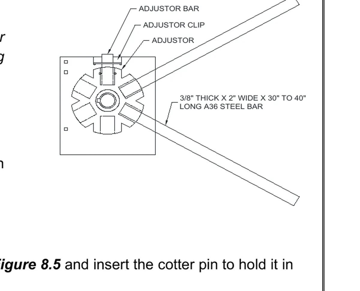 Amarr SA0005 rolling door spring adjustor wheel with adjustor bar, clip and 3/8 by 2 inch steel bar