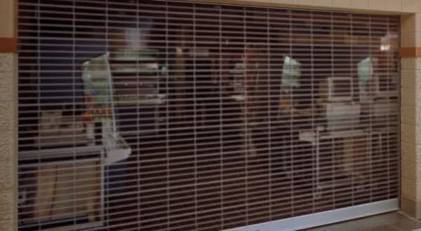 Commercial Garage Door Installation New Westminster: Amarr 4300 rolling grille of the type installed on Columbia Street parkade entries